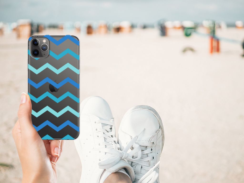 Apple iPhone 11 Pro Max TPU bumper Zigzag Blauw