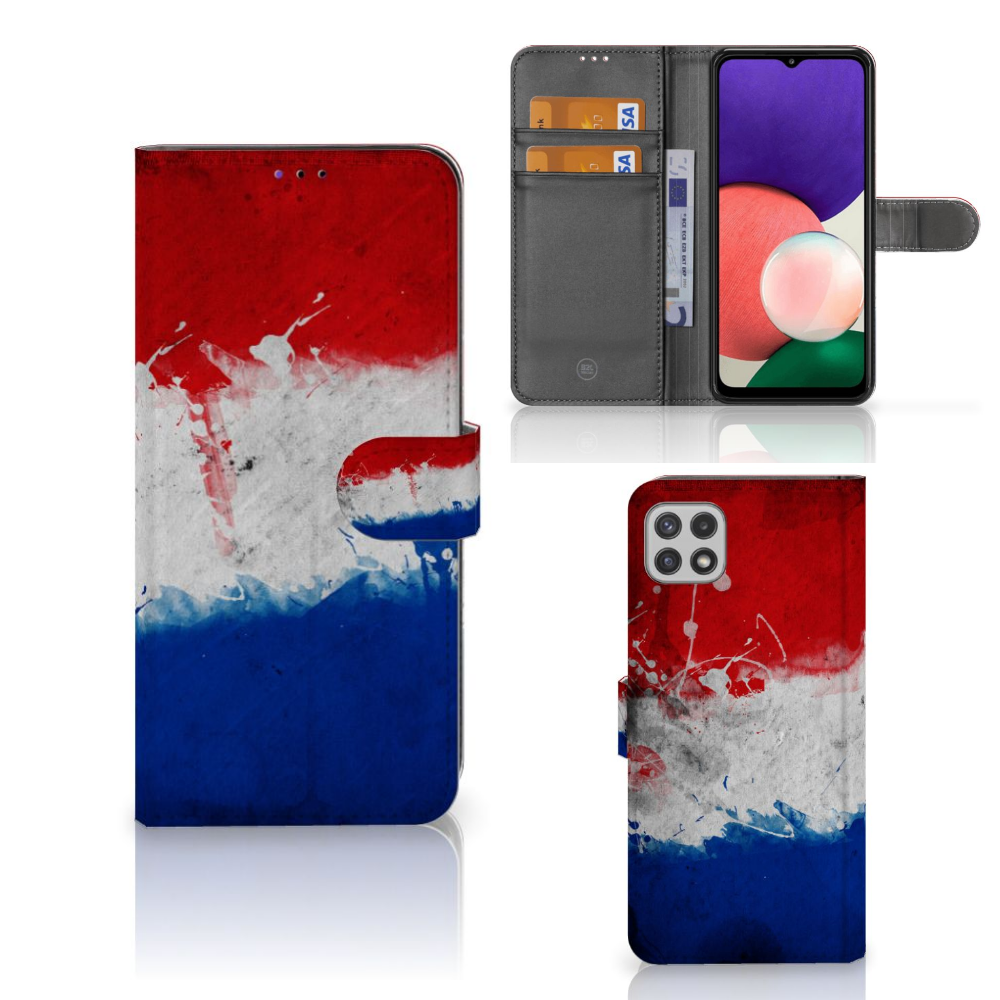 Samsung Galaxy A22 5G Bookstyle Case Nederland, telefoonhoesje met Nederlandse vlag design