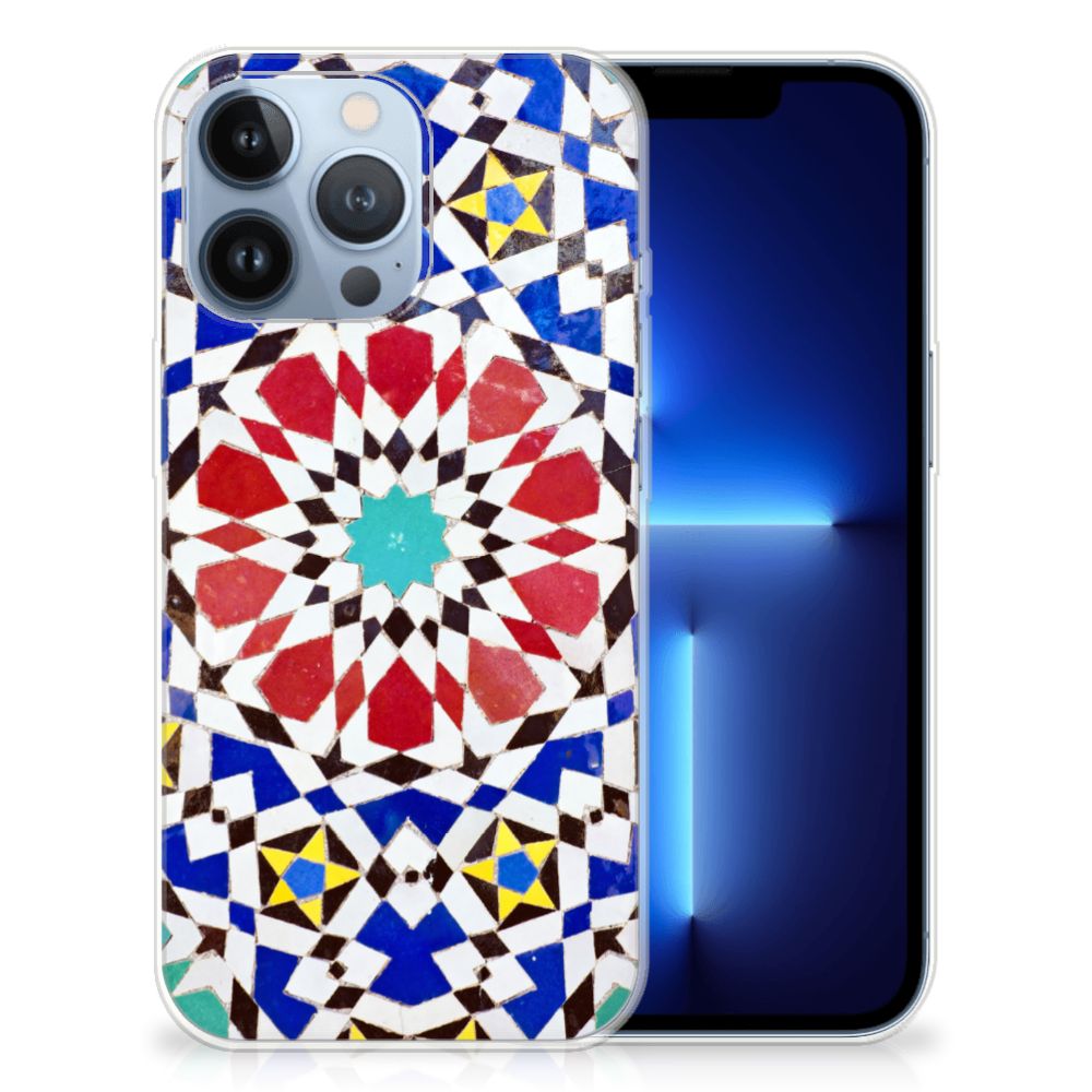 Apple iPhone 13 Pro TPU Siliconen Hoesje Mozaïek met kleurrijk design en geometrische patronen.