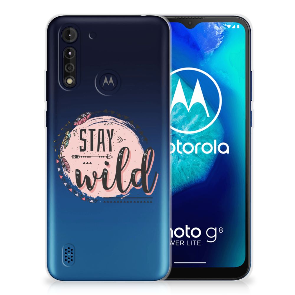 Motorola Moto G8 Power Lite Telefoonhoesje met Naam Boho Stay Wild B2C Telecom