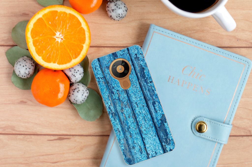 Nokia 5.3 Bumper Hoesje Wood Blue B2C Telecom