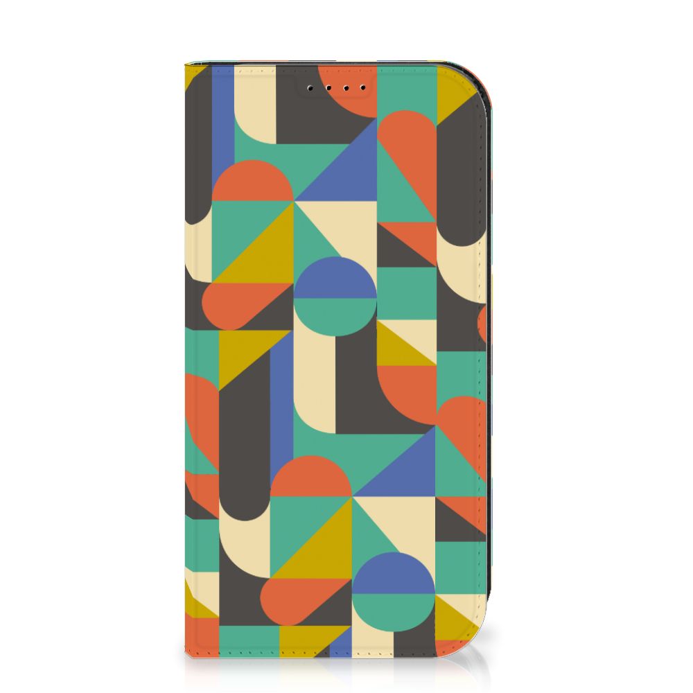 iPhone 15 Pro Hoesje met Magneet Funky Retro in kleurrijk geometrisch design 🎨