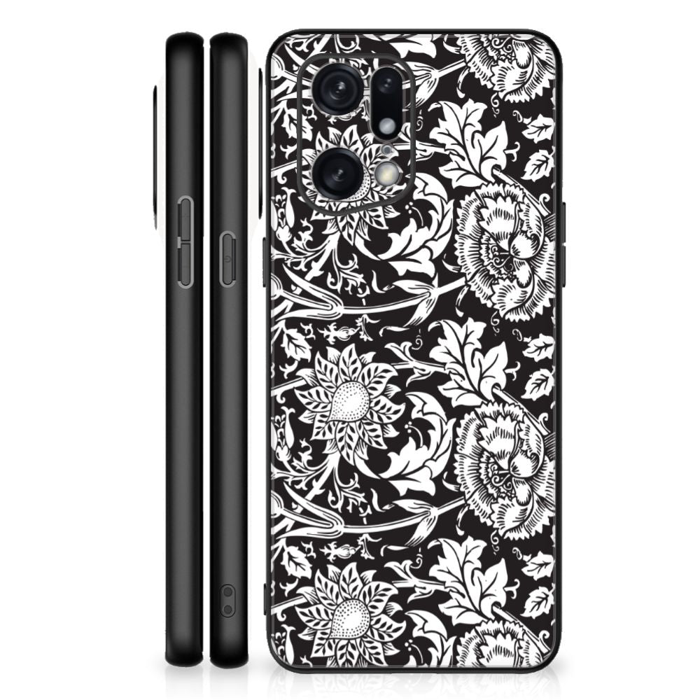 OPPO Find X5 Pro Bloemen Hoesje Black Flowers B2C Telecom