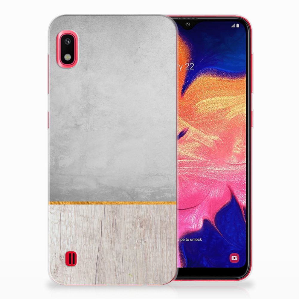 Samsung Galaxy A10 Bumper Hoesje Wood Concrete