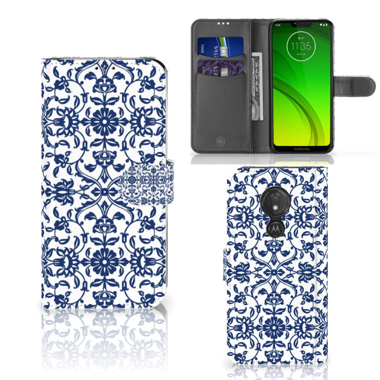 Motorola Moto G7 Power Hoesje Flower Blue