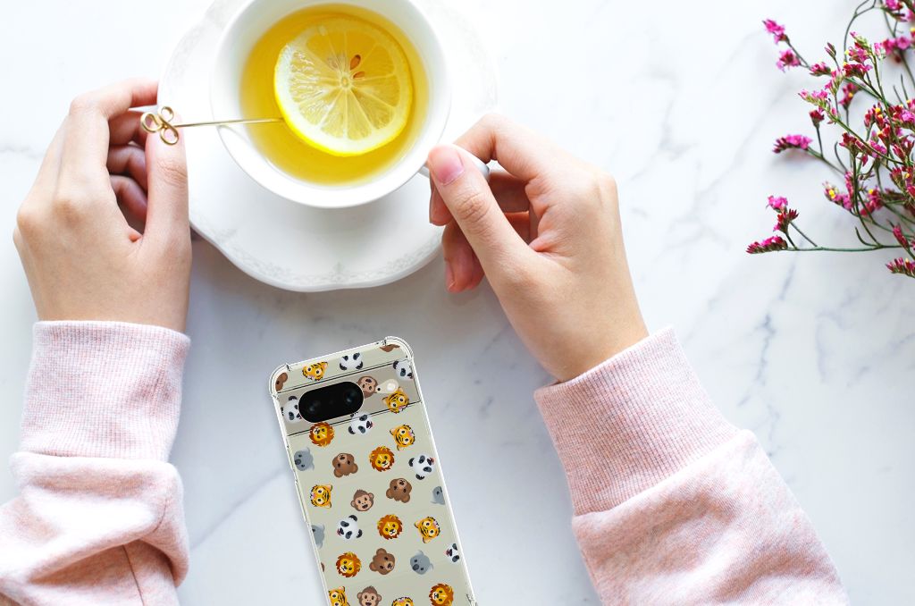 Doorzichtige Silicone Hoesje voor Google Pixel 8 Dieren Emojis B2C Telecom