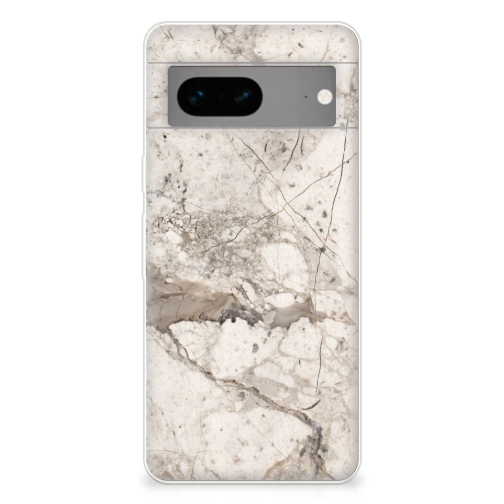 Google Pixel 7 TPU Siliconen Hoesje Marmer Beige