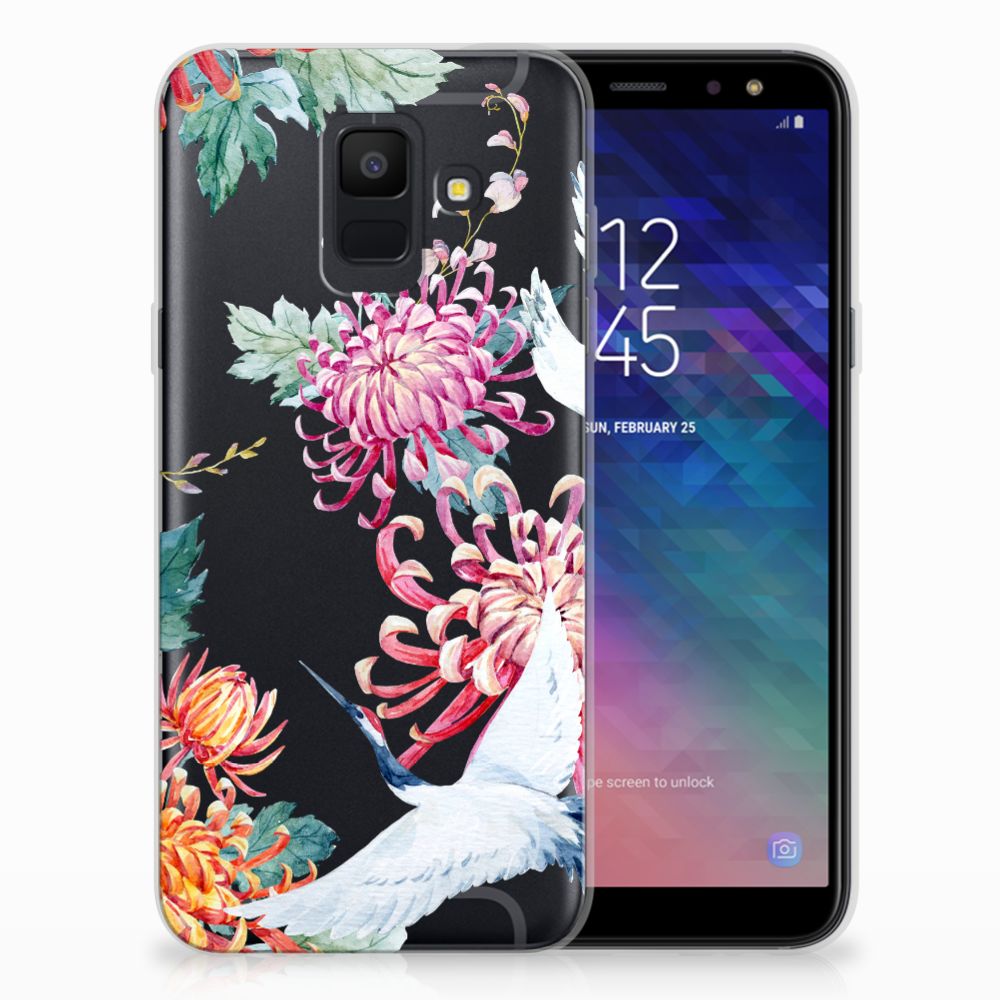 Samsung Galaxy A6 (2018) TPU Hoesje Bird Flowers