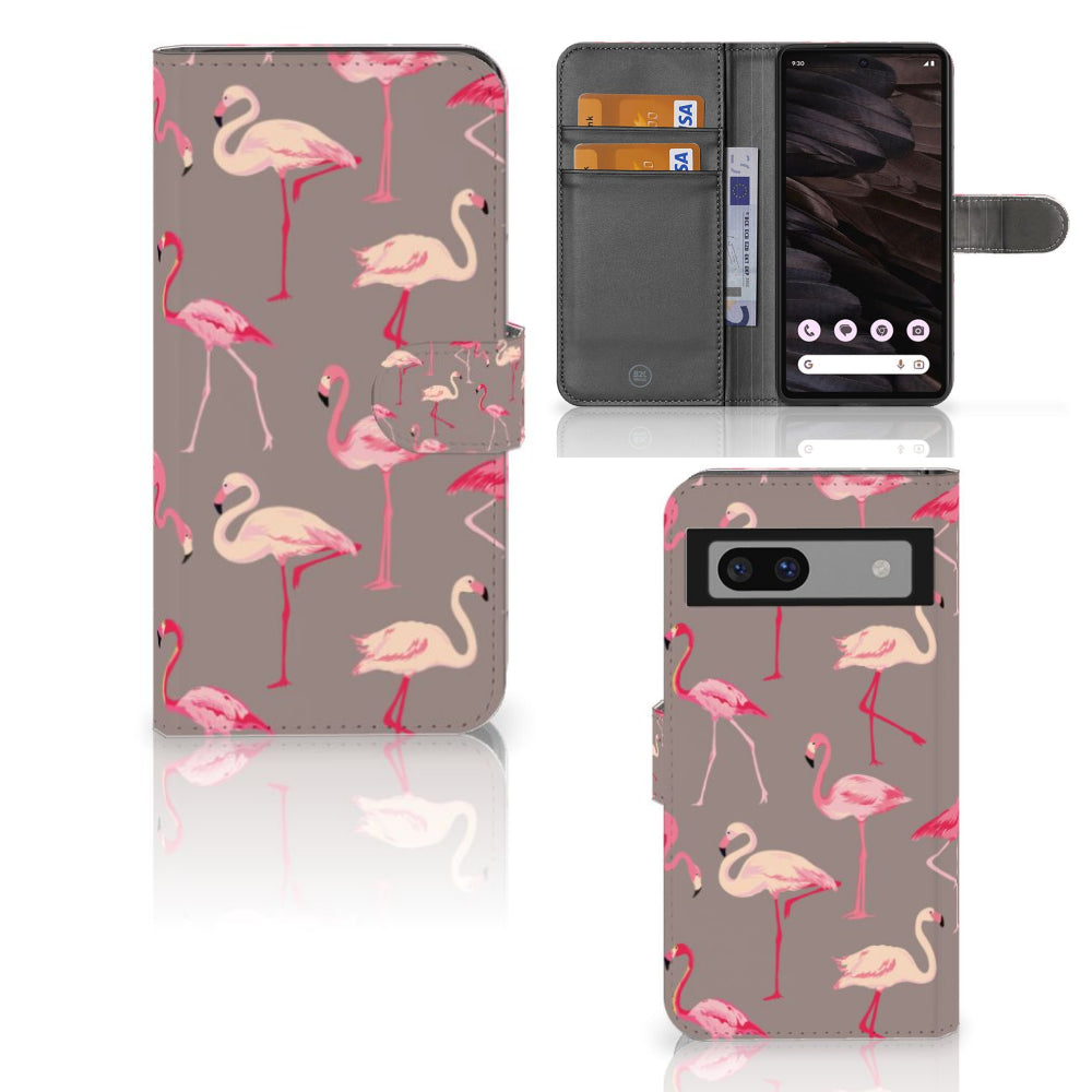 Google Pixel 7A Telefoonhoesje met Pasjes Flamingo