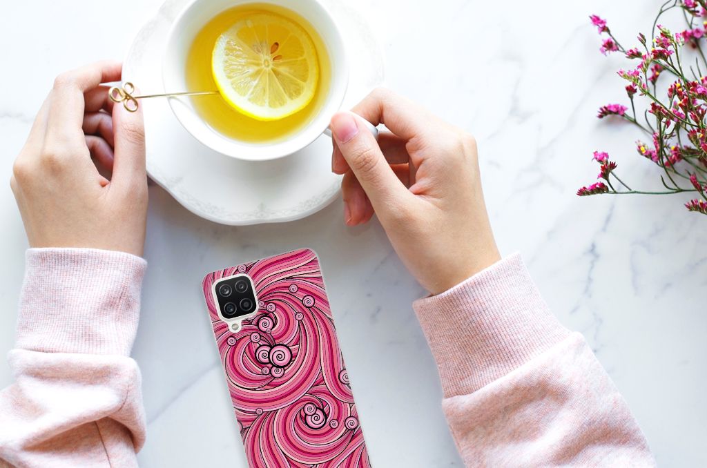 Samsung Galaxy A12 Hoesje maken Swirl Pink