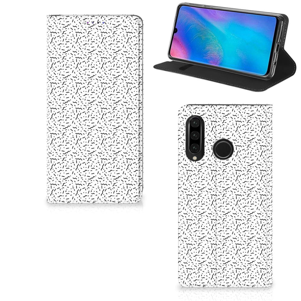 Huawei P30 Lite New Edition Hoesje met Magneet Stripes Dots