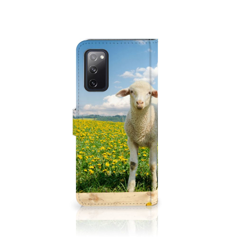 Samsung Galaxy S20 FE Telefoonhoesje met Pasjes Schaap en Lammetje