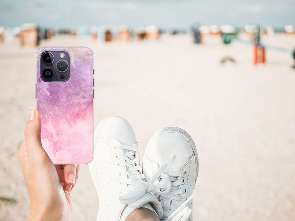 Hoesje maken Apple iPhone 14 Pro Pink Purple Paint B2C Telecom