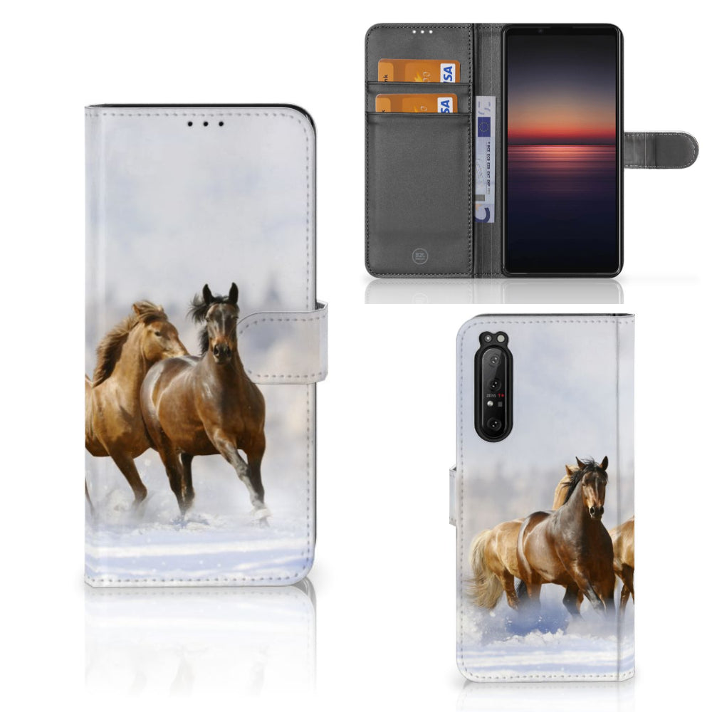 Sony Xperia 1 II Telefoonhoesje met Pasjes Paarden