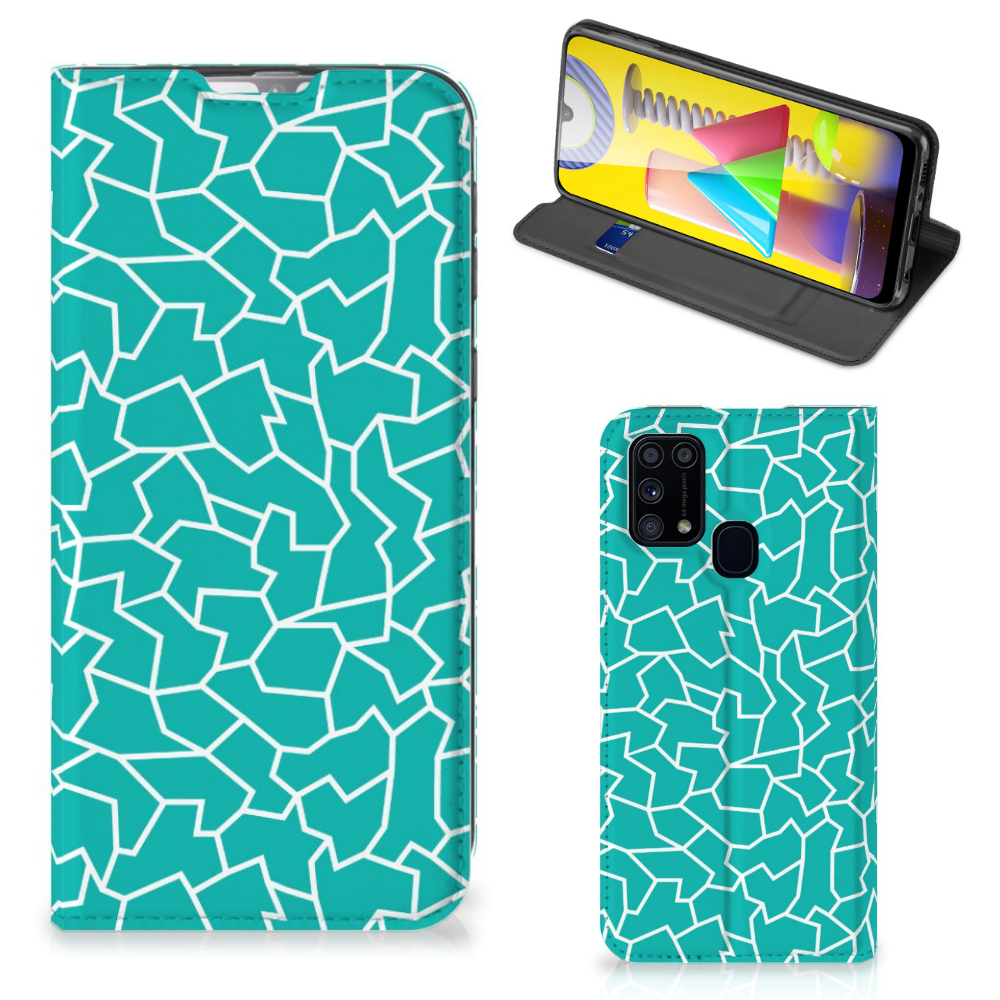 Samsung Galaxy M31 Bookcase Cracks Blue - B2C Telecom