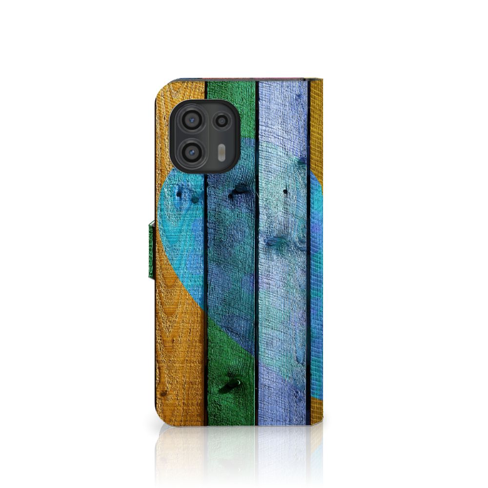 Motorola Edge 20 Lite Book Style Case Wood Heart - Cadeau voor je Vriend