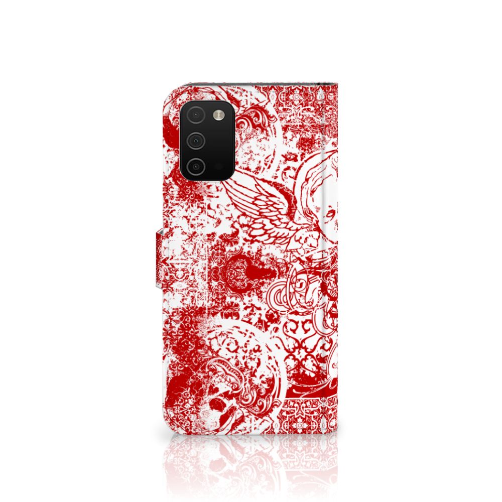 Telefoonhoesje met Naam Samsung Galaxy A03s Angel Skull Rood