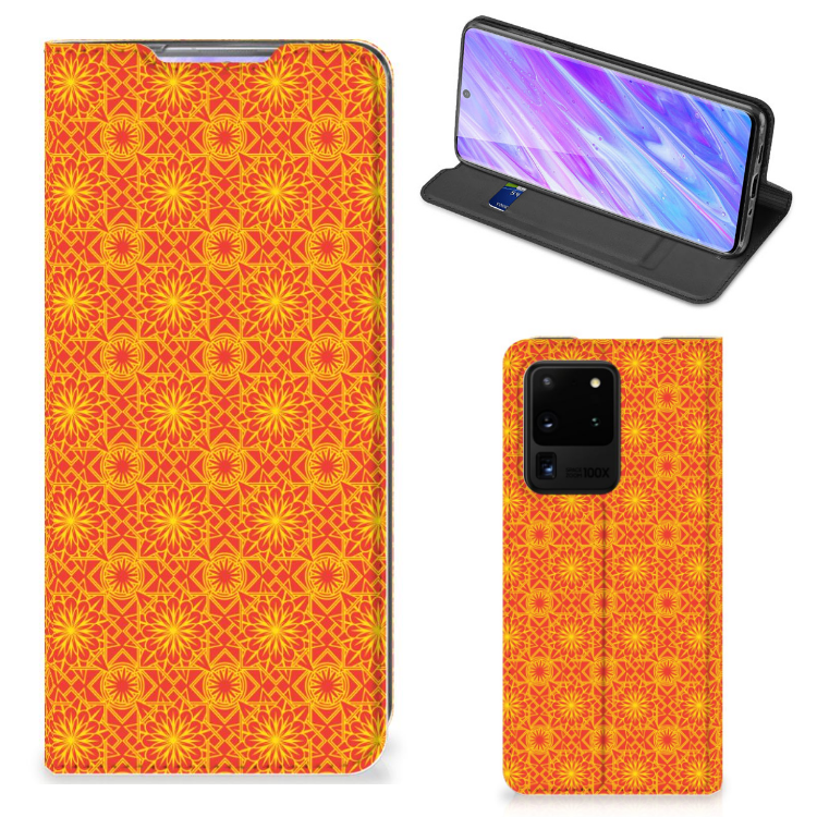 Samsung Galaxy S20 Ultra Hoesje met Magneet Batik Oranje - B2C Telecom