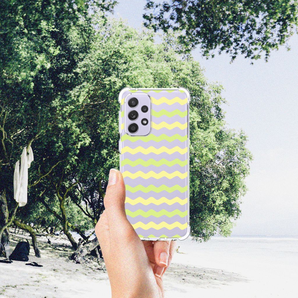 Samsung Galaxy A33 Doorzichtige Silicone Hoesje Waves Yellow B2C Telecom
