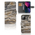Apple iPhone 13 Bookcase Steen met bruine rotsachtige steenprint en vakjes voor pasjes.