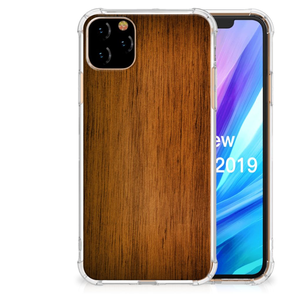 Apple iPhone 11 Pro Max Stevig Telefoonhoesje Donker Hout