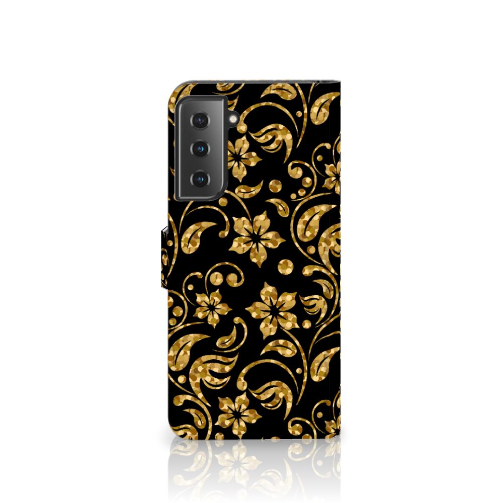 Samsung Galaxy S21 Plus Hoesje Gouden Bloemen