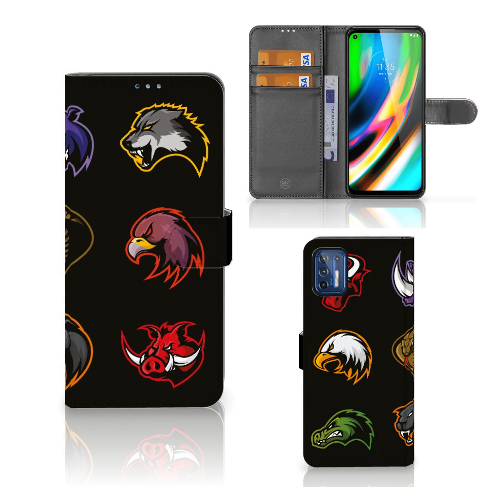 Motorola Moto G9 Plus Leuk Hoesje Cartoon met verschillende cartoon dieren designs