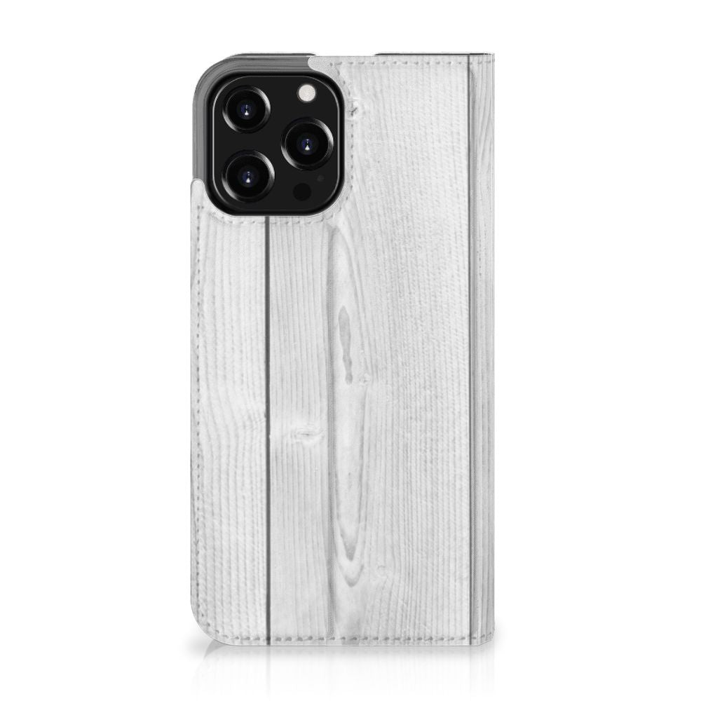 iPhone 13 Pro Max Book Wallet Case White Wood - B2C Telecom