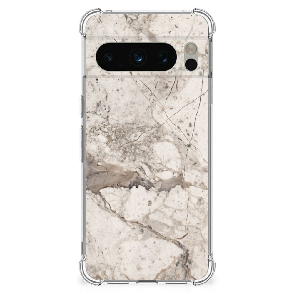 Google Pixel 8 Pro Anti-Shock Hoesje Marmer Beige