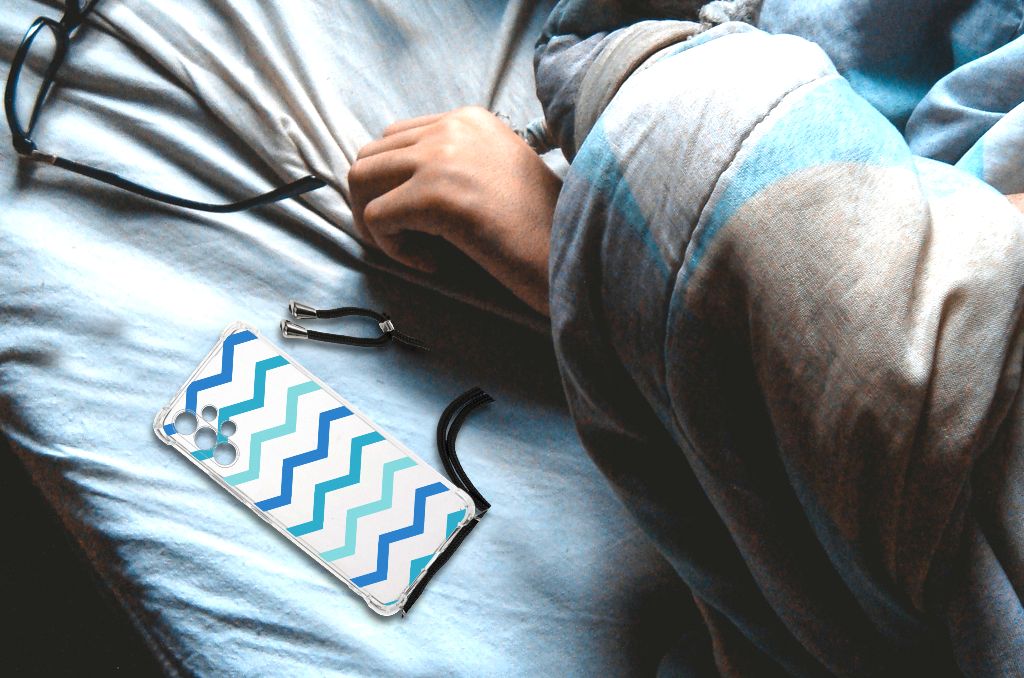 Samsung Galaxy A13 4G Doorzichtige Silicone Hoesje Zigzag Blauw B2C Telecom