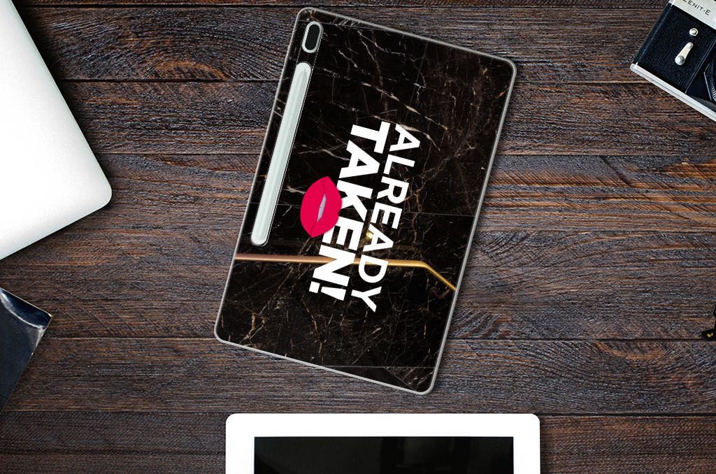 Samsung Galaxy Tab S7FE Back cover met naam Already Taken Black - B2C Telecom