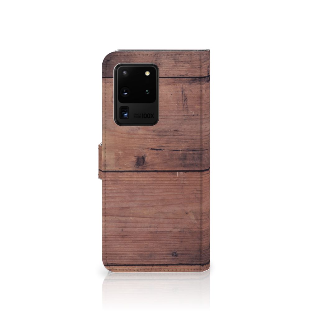 Samsung Galaxy S20 Ultra Book Style Case Old Wood