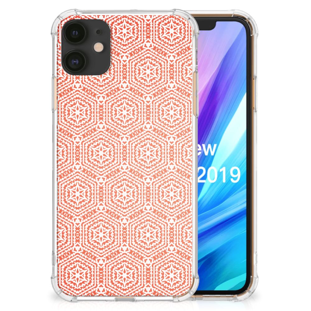 Apple iPhone 11 Doorzichtige Silicone Hoesje Pattern Orange
