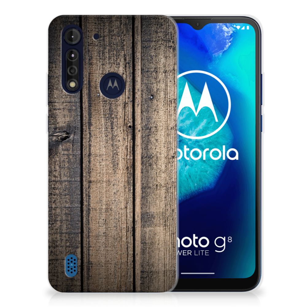 Motorola Moto G8 Power Lite Bumper Hoesje Steigerhout