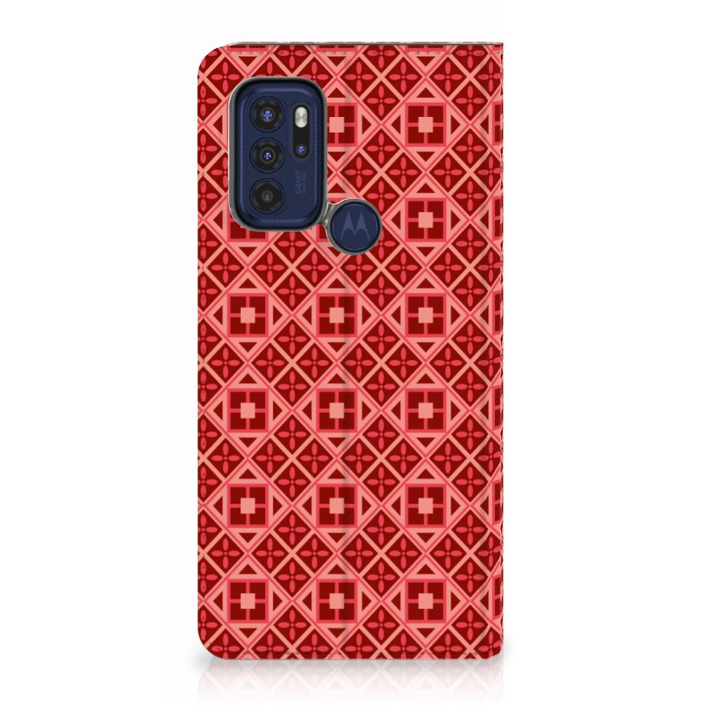 Motorola Moto G60s Hoesje met Magneet Batik Rood - B2C Telecom