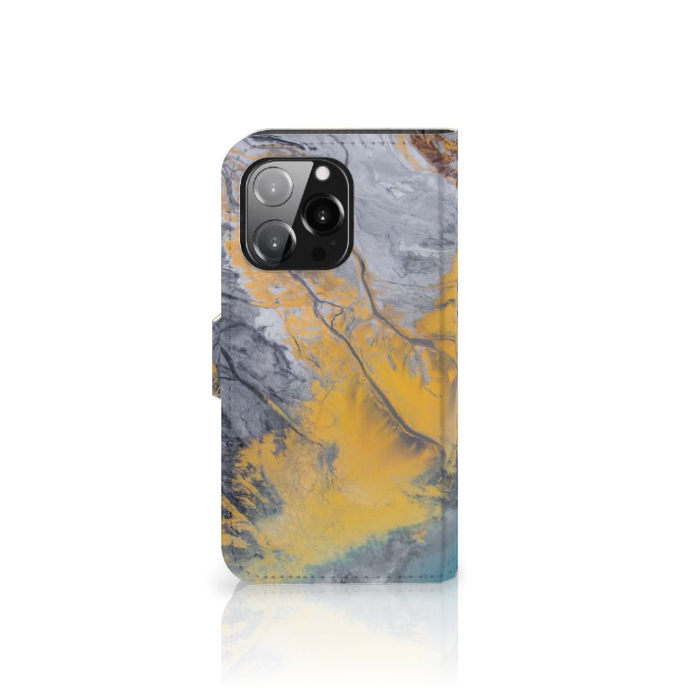 iPhone 13 Pro Bookcase Marble Blue Gold