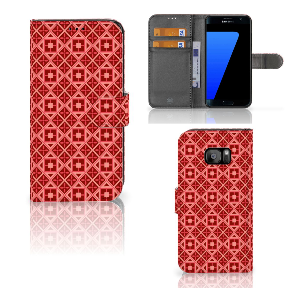 Samsung Galaxy S7 Edge Telefoon Hoesje Batik Rood