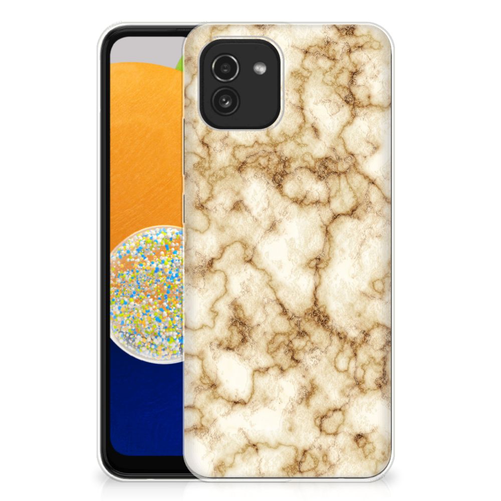 Samsung Galaxy A03 TPU Siliconen Hoesje Marmer Goud B2C Telecom