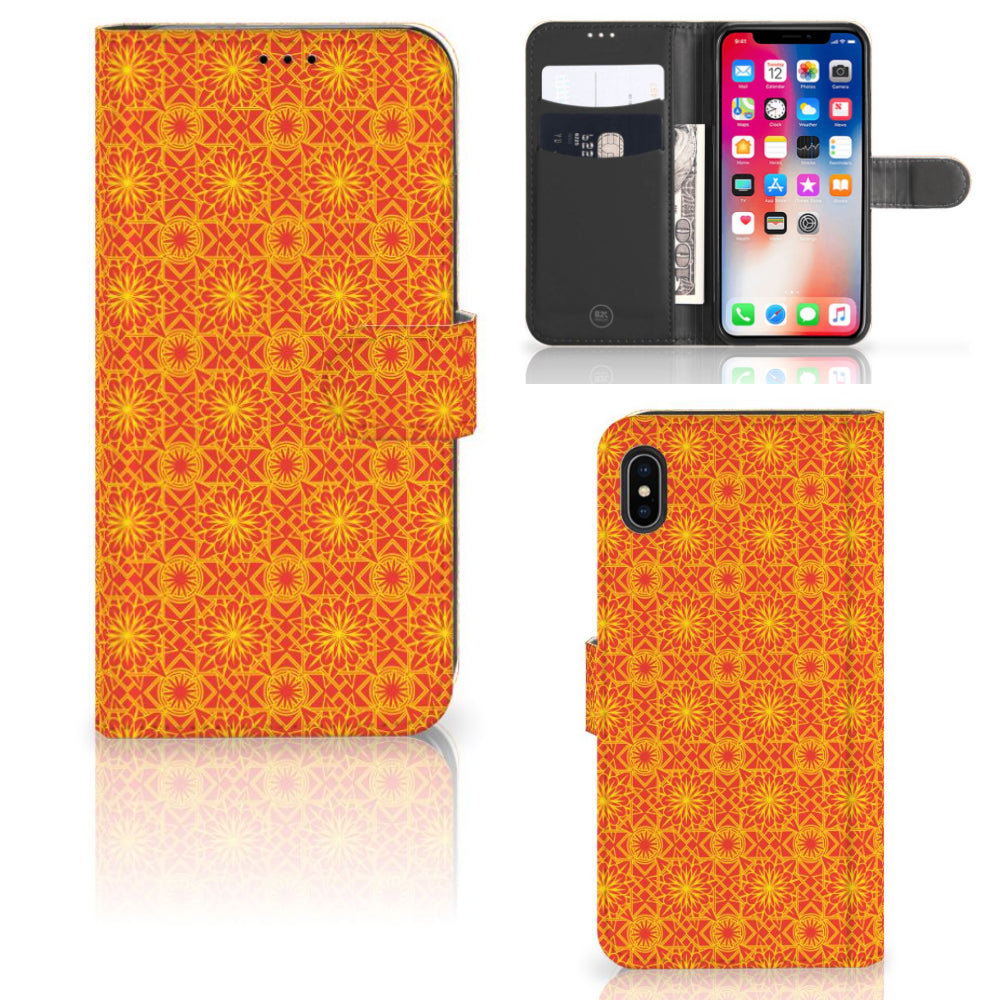 Apple iPhone Xs Max Telefoon Hoesje Batik Oranje