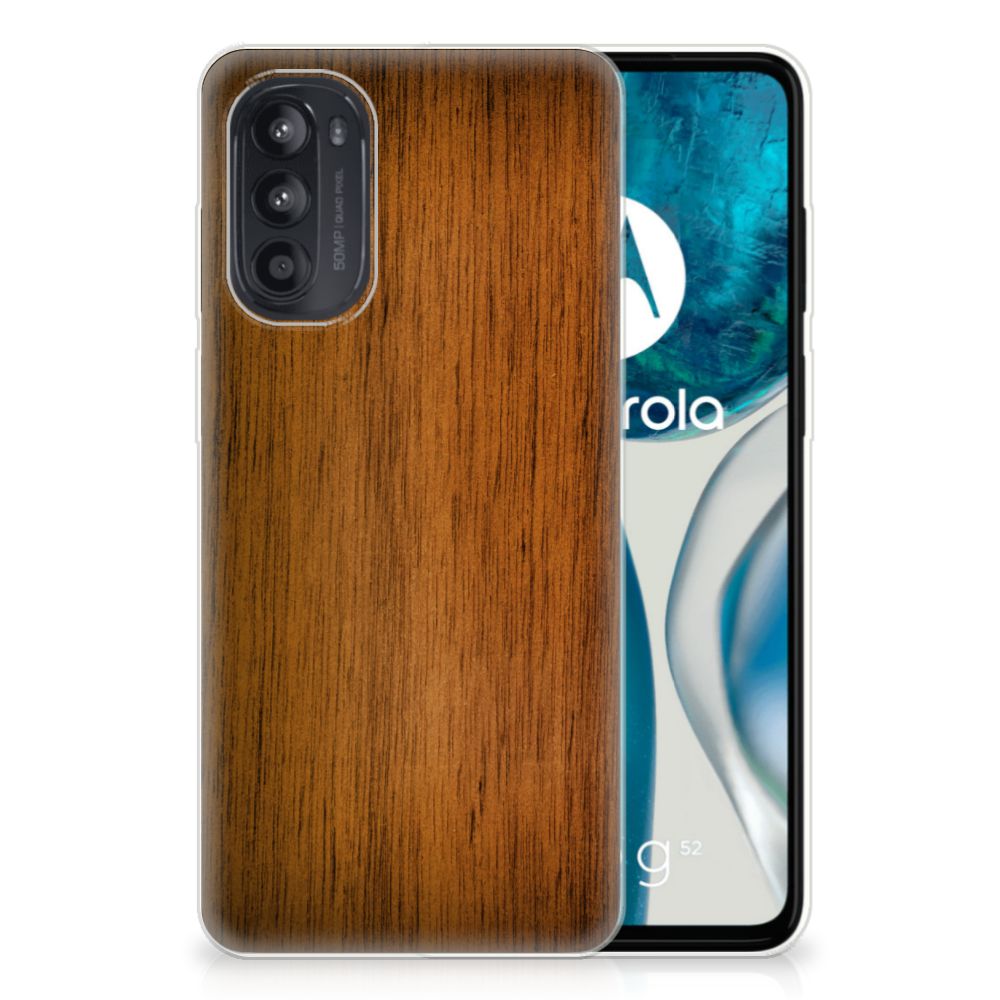 Motorola Moto G52/G82 Bumper Hoesje Donker Hout