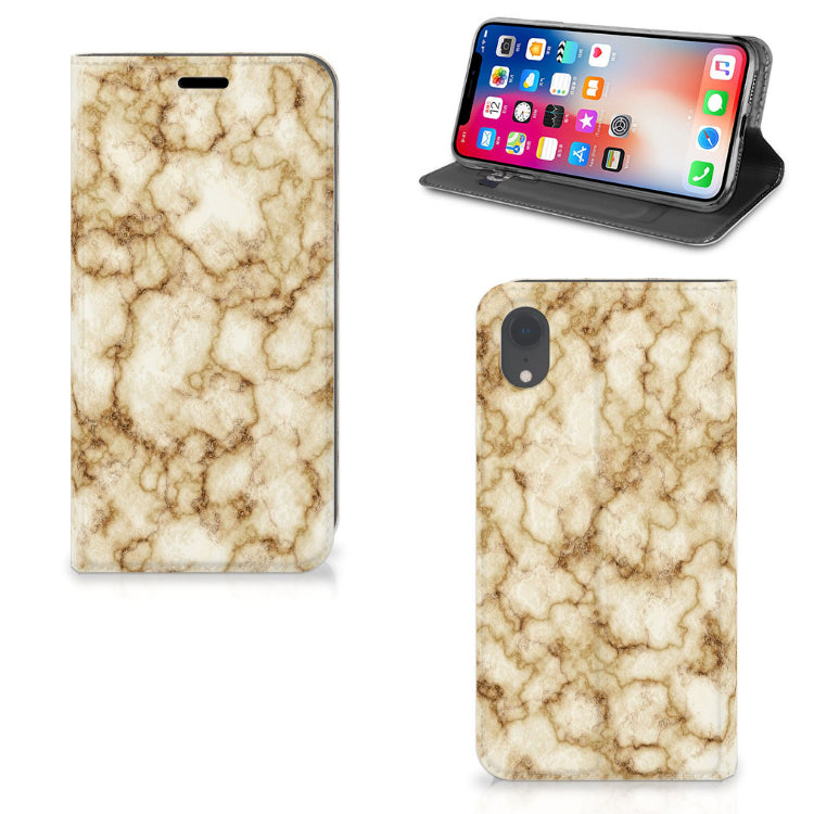 Apple iPhone Xr Standcase Marmer Goud