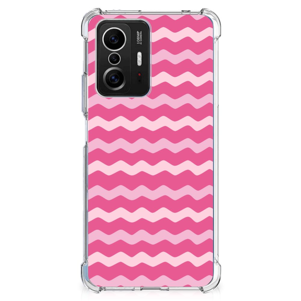 Xiaomi 11T | 11T Pro Doorzichtige Silicone Hoesje Waves Pink