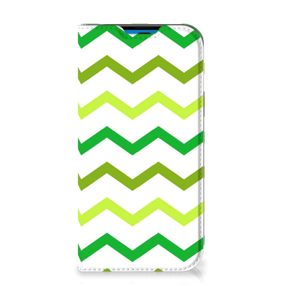 iPhone 14 Pro Hoesje met Magneet Zigzag Groen