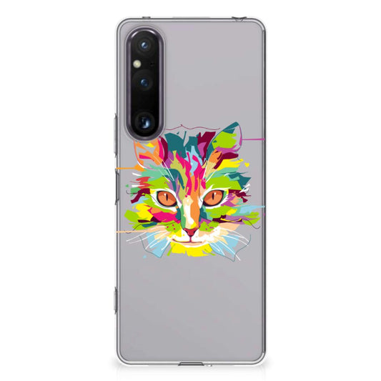 Sony Xperia 1 V Telefoonhoesje met Naam Cat Color