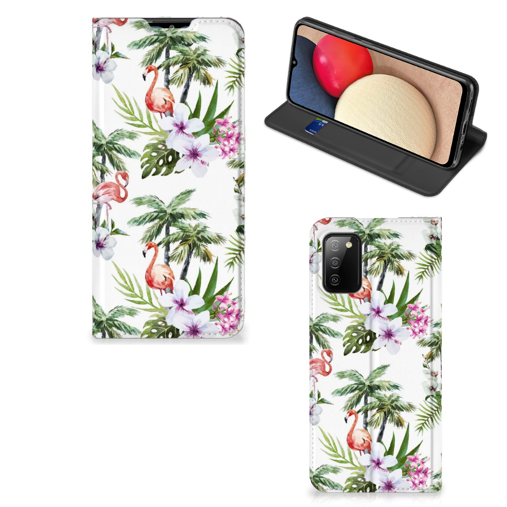 Samsung Galaxy M02s | A02s Hoesje maken Flamingo Palms - B2C Telecom