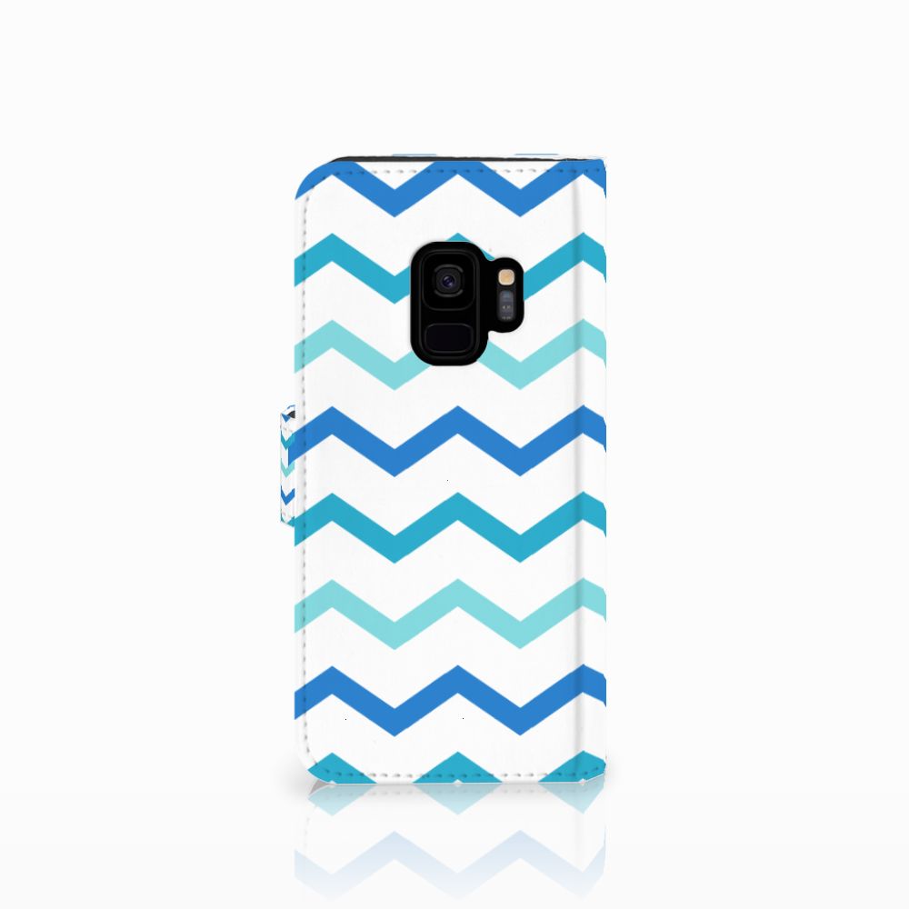 Samsung Galaxy S9 Telefoon Hoesje Zigzag Blauw