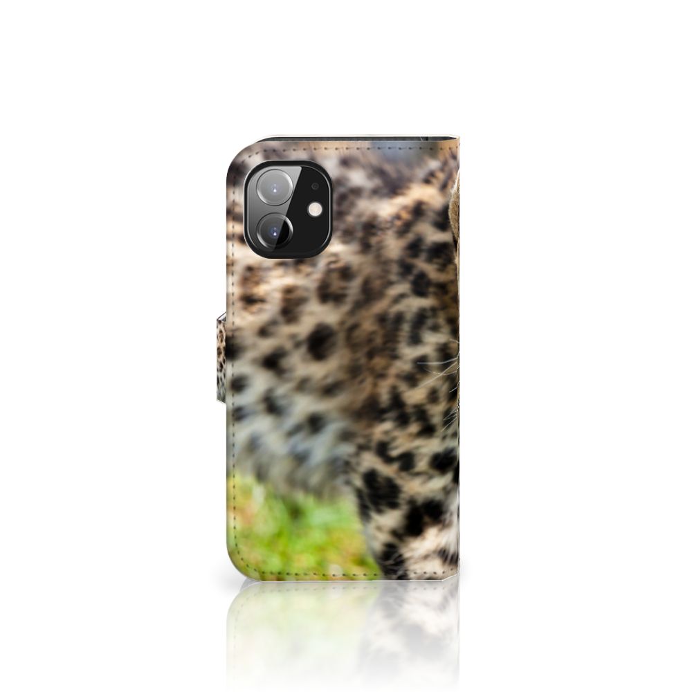 Apple iPhone 12 Mini Telefoonhoesje met Pasjes Baby Luipaard