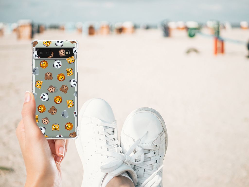 Doorzichtige Silicone Hoesje voor Google Pixel 6A Dieren Emojis B2C Telecom