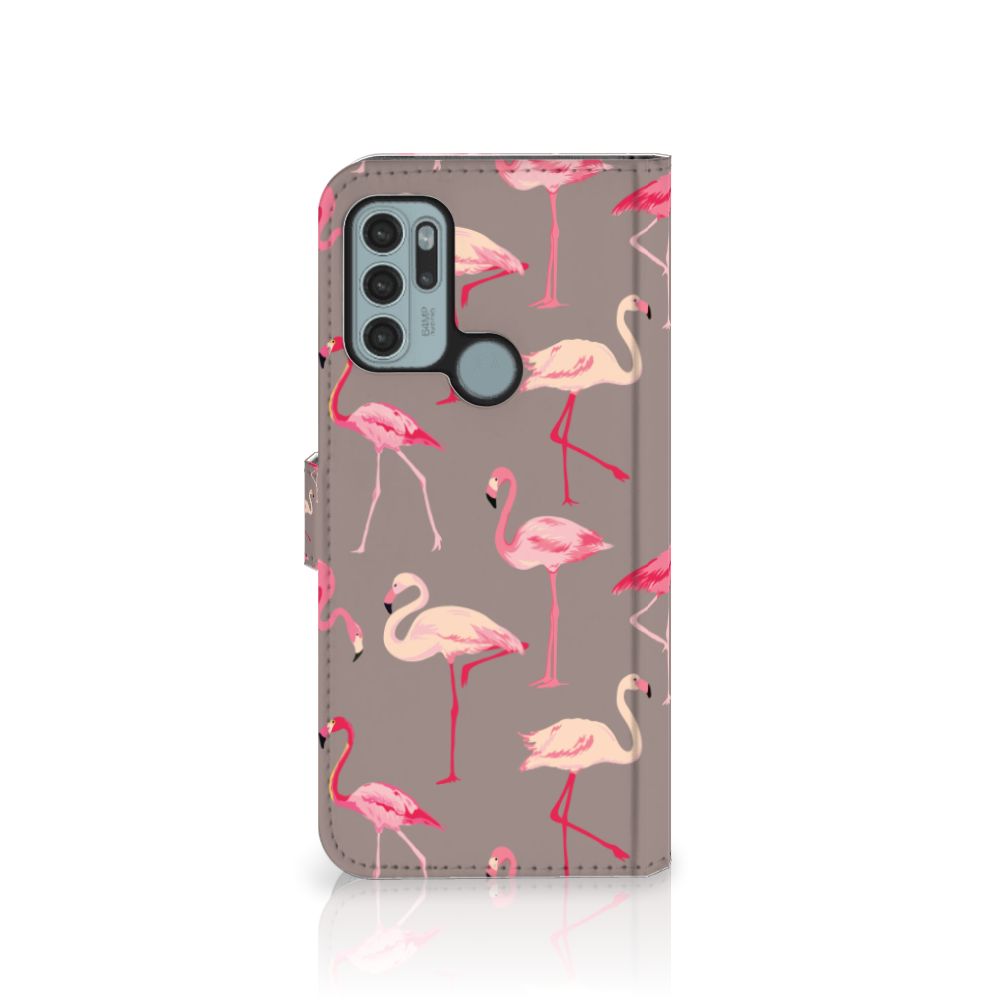 Motorola Moto G60s Telefoonhoesje met Pasjes Flamingo