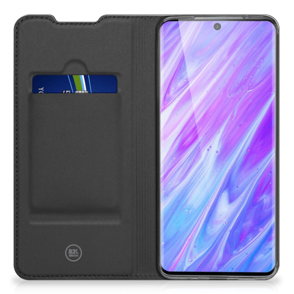 Samsung Galaxy S20 Plus Magnet Case Cartoon met kleurrijke binnenkant en vak voor pasjes.